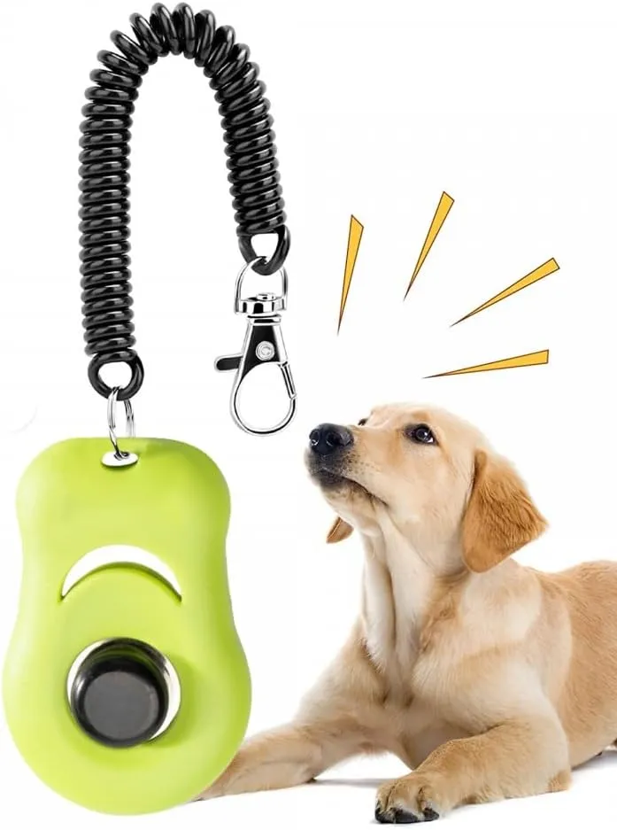 Dog Training Clicker,Buckle Ring Design Dog Clicker with Wrist Strap & Big Button for Cats Birds Puppy Dog Horse