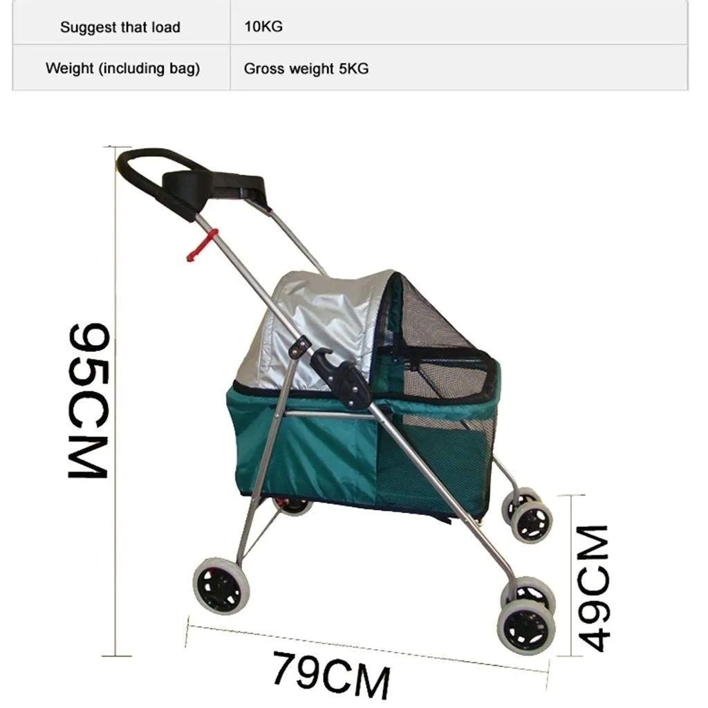 Double Dog Stroller Dog Stroller Pet Buggy Disabled Dog Pushchair 2 Front Swivel Wheels & Rear Brake 360 Rotation Front Wheel Max Loading 20kg