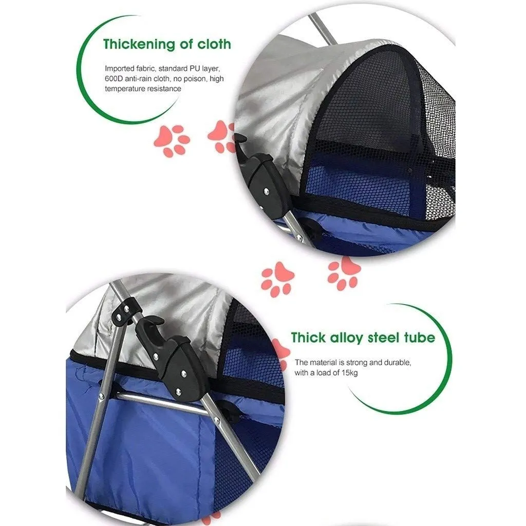 Double Dog Stroller Pet Travel Stroller Dog Stroller Pet Buggy Disabled Dog Pushchair 2 Front Swivel Wheels & Rear Brake 360 Rotation Front Wheel Max Loading