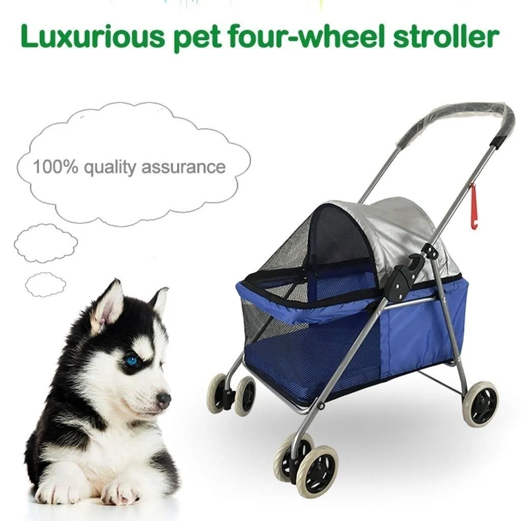 Double Dog Stroller Pet Travel Stroller Dog Stroller Pet Buggy Disabled Dog Pushchair 2 Front Swivel Wheels & Rear Brake 360 Rotation Front Wheel Max Loading