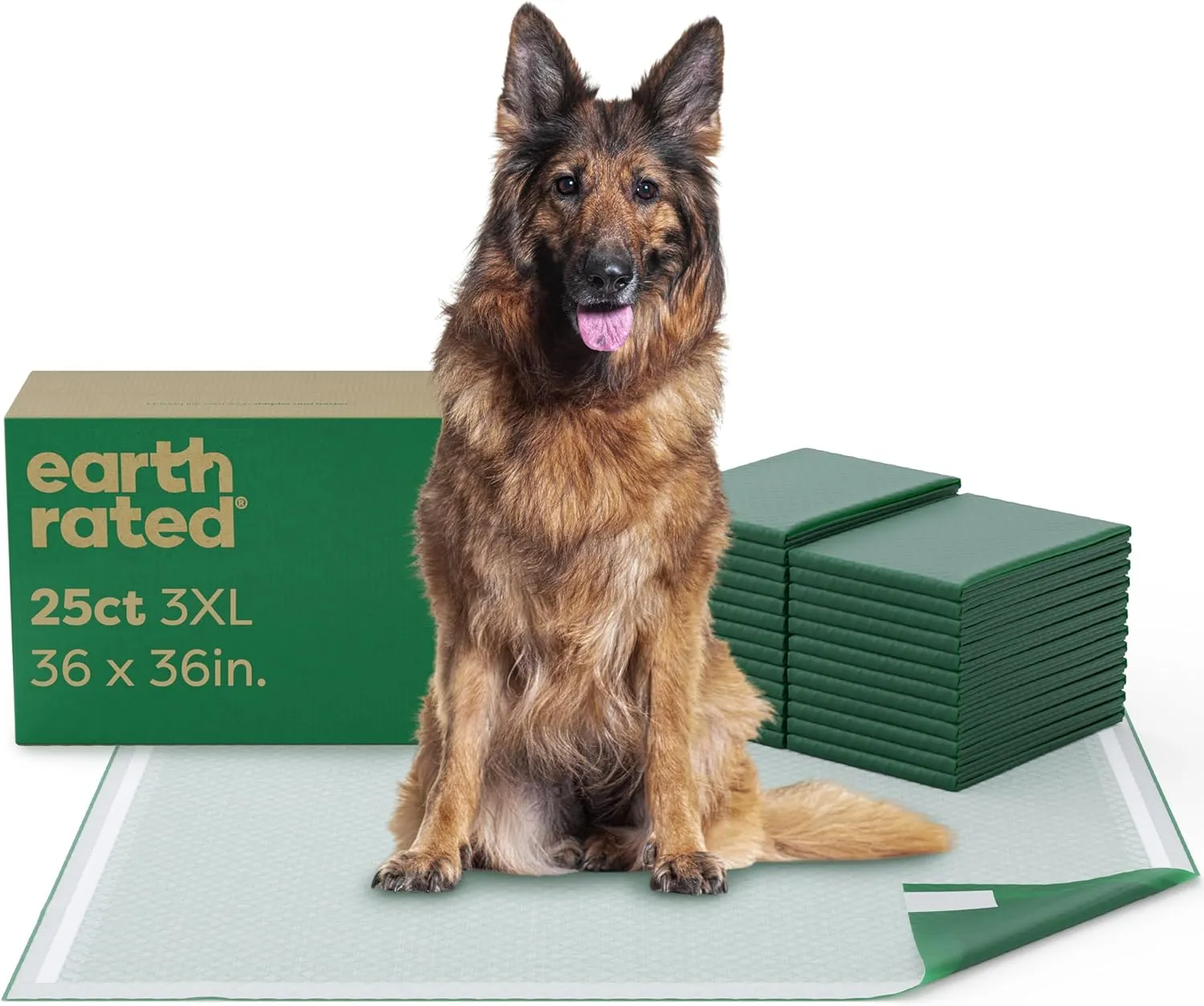 Earth Rated 3-in-1 Max Absorbency Puppy Pee Pads for Dogs, Odor Blocking, Leak Prevention Potty Training Pad, 3XL, 36 x 36 Inches, 25 Count
