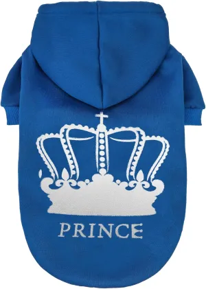 EXPAWLORER Prince Dog Hoodie for Boys - Hooded Sweater With Leash Hole, Cold Weather Clothes, Sweatshirt With Pocket, Warm Pet Outfit, Winter Coats for XS-XXL Dogs