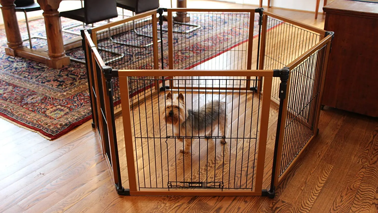 Foldable Dog Gate, Pen, and Play Yard - The Perfect Pet Gate - Cardinal