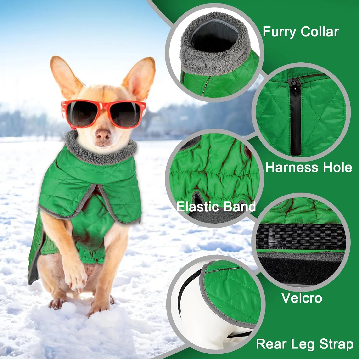 Fragralley Dog Coat, Waterproof Windproof Dog Winter Coat, Reflective Dog Cold Weather Coats with Harness Hole, Dog Warm Fleece Jacket Vest for Small Medium Large Puppy Clothes, Ideal Dog Gifts