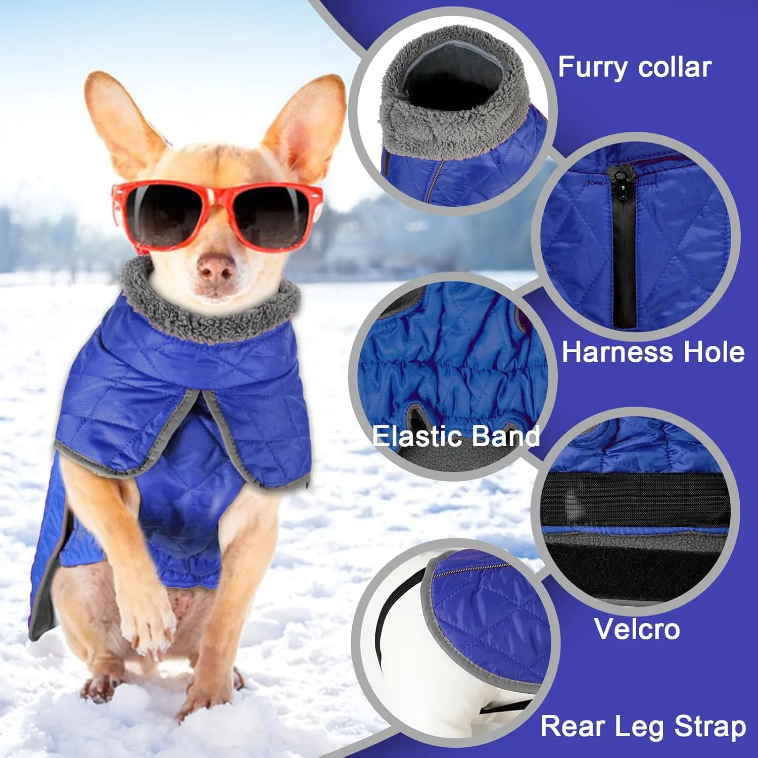 Fragralley Dog Coat, Waterproof Windproof Dog Winter Coat, Reflective Dog Cold Weather Coats with Harness Hole, Dog Warm Fleece Jacket Vest for Small Medium Large Puppy Clothes, Ideal Dog Gifts