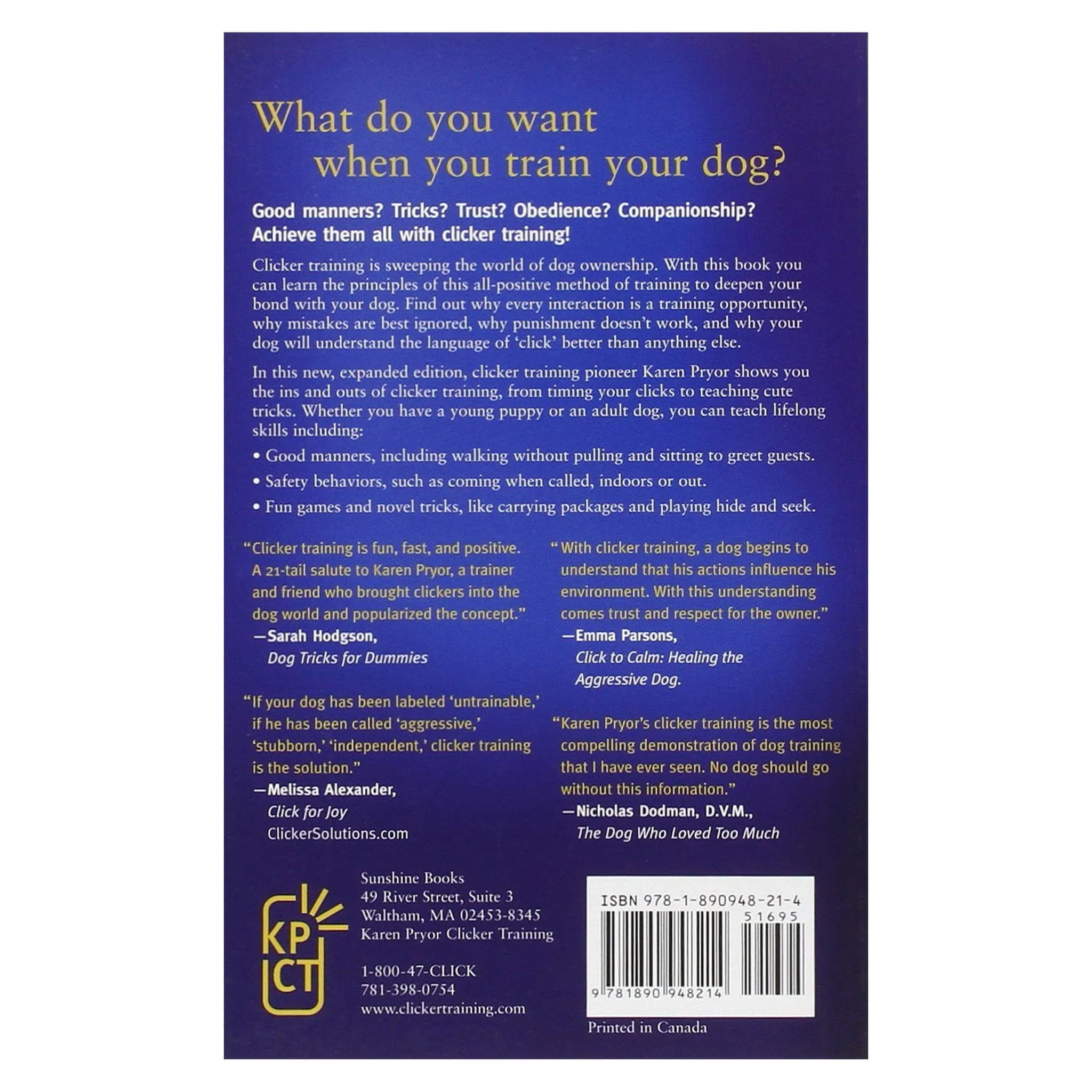 Getting Started: Clicker Training for Dogs by Karen Pryor
