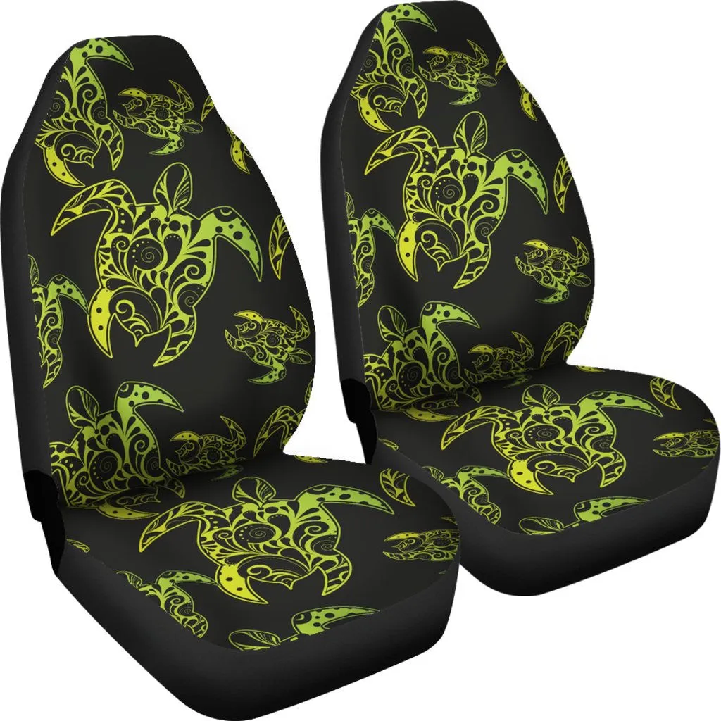 Green Tribal Turtle Polynesian Themed Car Seat Covers