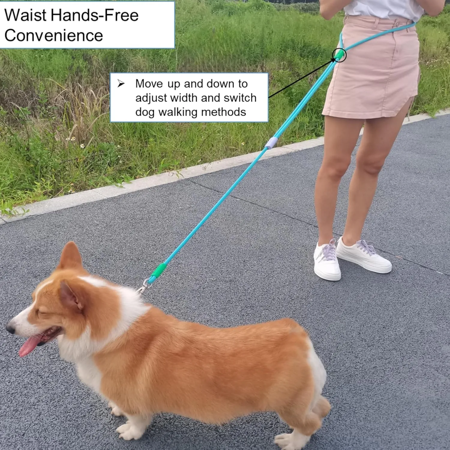 Hands Free Dog Leash,Adjustable Bungee Waist & Crossbody Leash with Comfortable Handle,Heavy Duty Nylon Rope for Small to Large Dogs,Safety Lock for Running,Hiking,Walking (Purple)