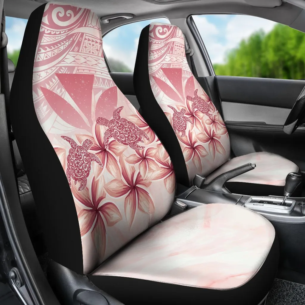Hawaii Turtle Kanaka Plumeria Polynesian Pink Car Set Covers