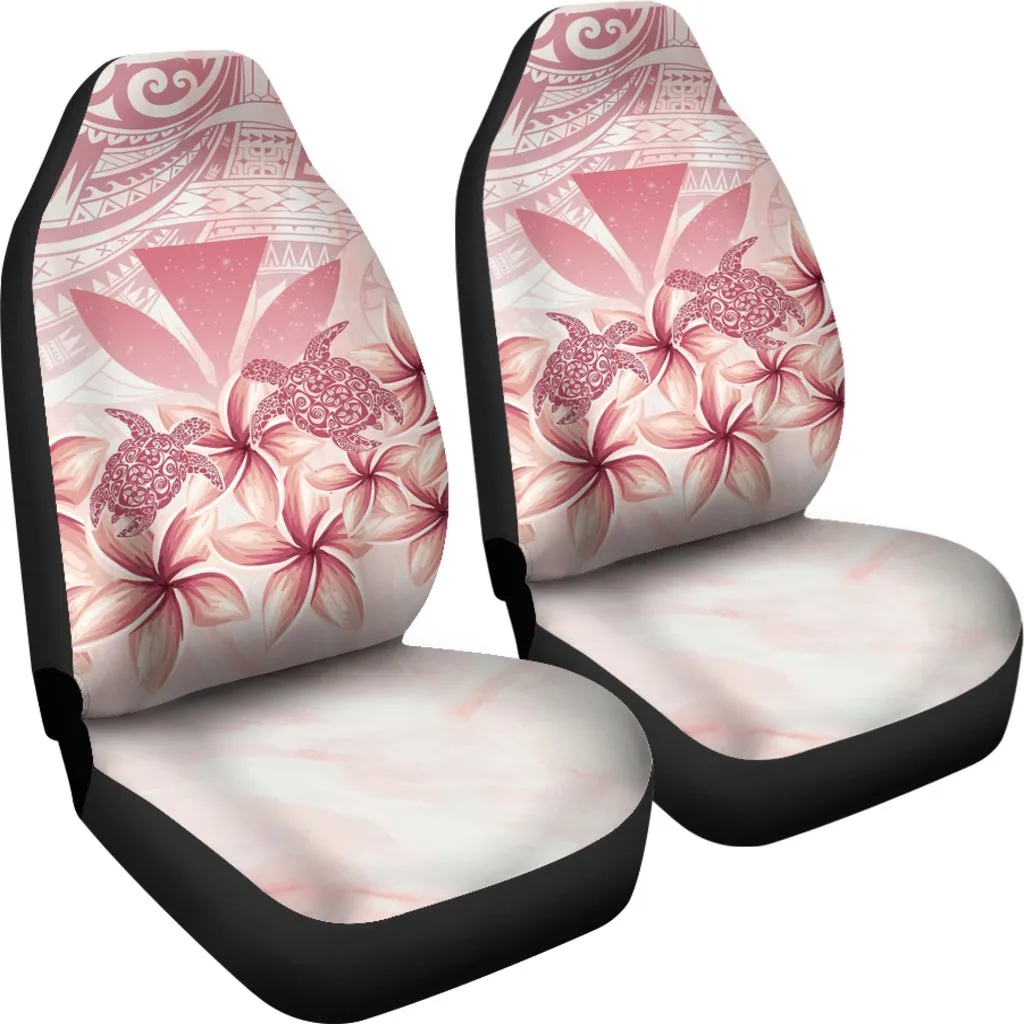 Hawaii Turtle Kanaka Plumeria Polynesian Pink Car Set Covers
