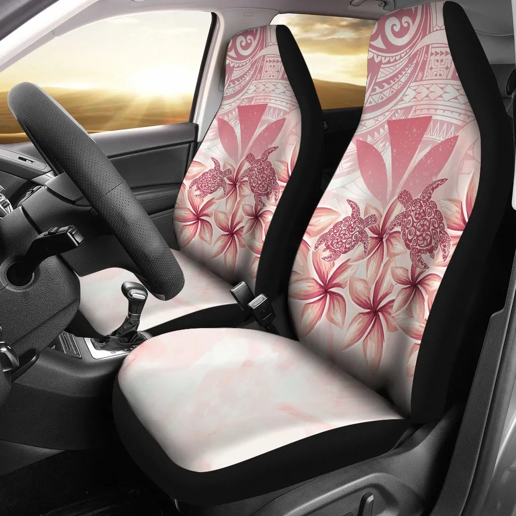 Hawaii Turtle Kanaka Plumeria Polynesian Pink Car Set Covers