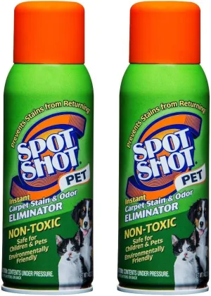 HFOTD Spot Shot Pet Instant Carpet Stain & Odor Eliminator Spray, 14 oz (Pack of 2)