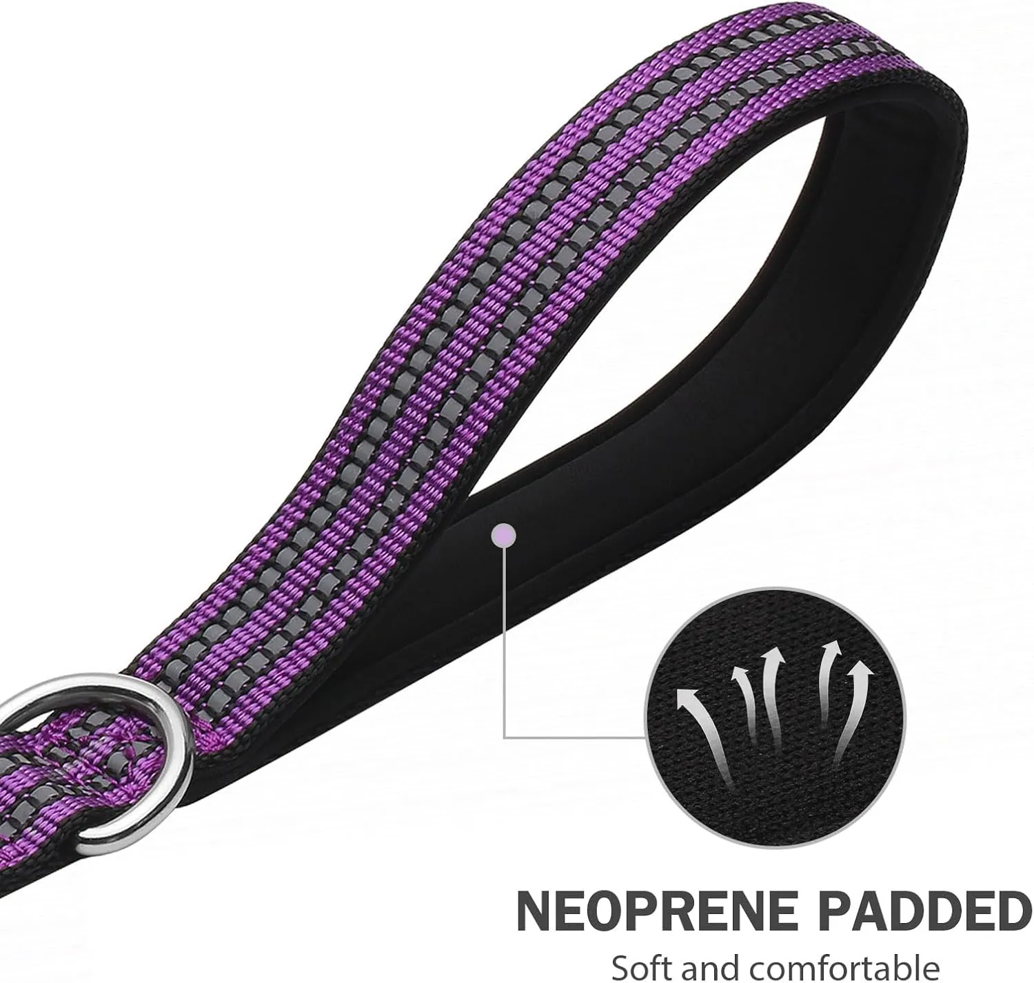 Hikiko 6FT Purple Dog Leash with Dual Handles Heavy Duty Reflective Strong Dog Leash for Walking and Training