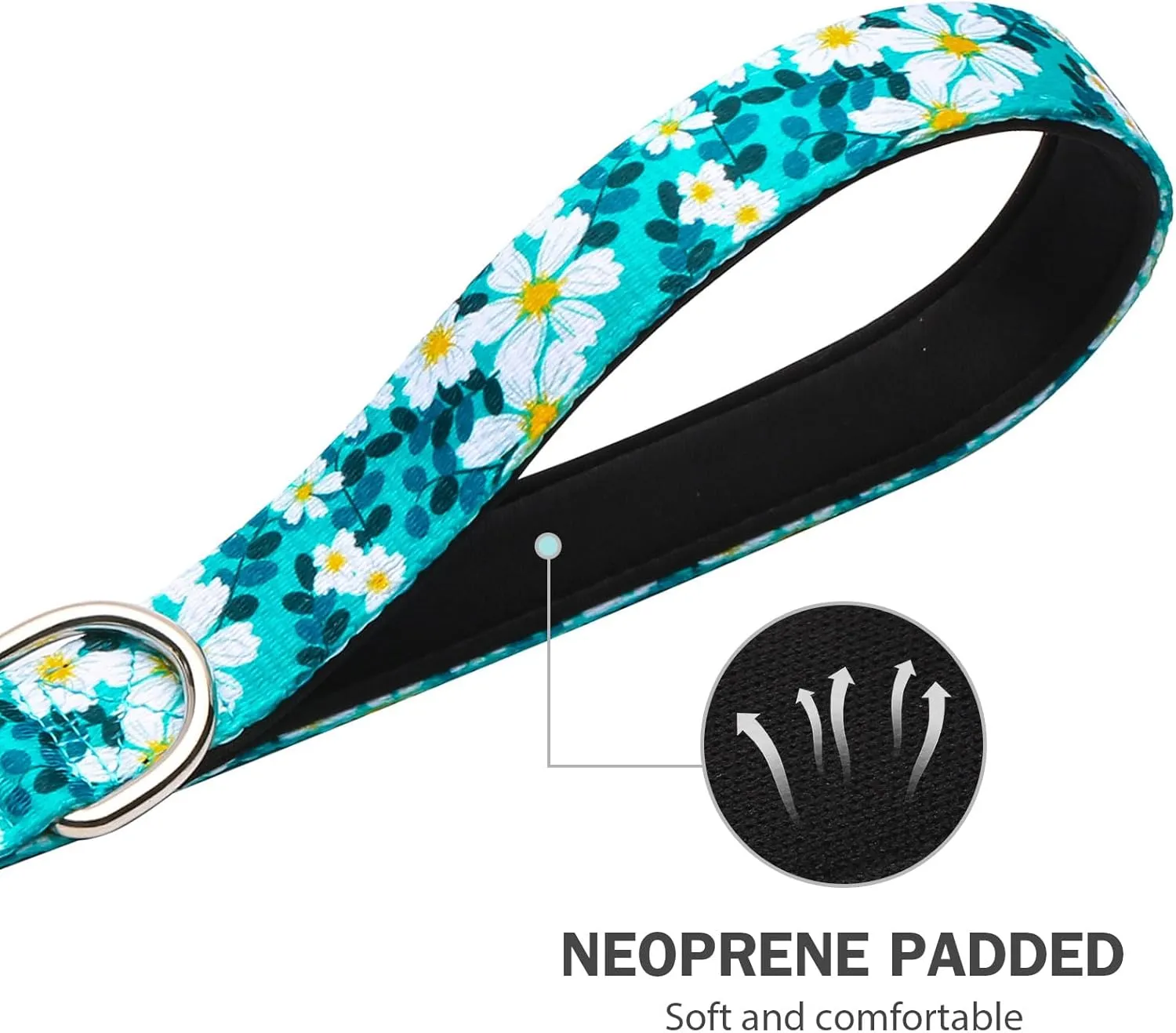Hikiko Double Handle Dog Leash 6 Ft for Medium Large Dogs, Padded Traffic Handles Lead for Walking Training (Green Flower)