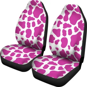 Hot Pink And White Cow Print Universal Fit Car Seat Covers