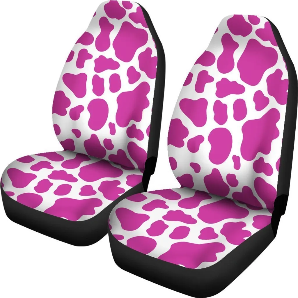 Hot Pink And White Cow Print Universal Fit Car Seat Covers