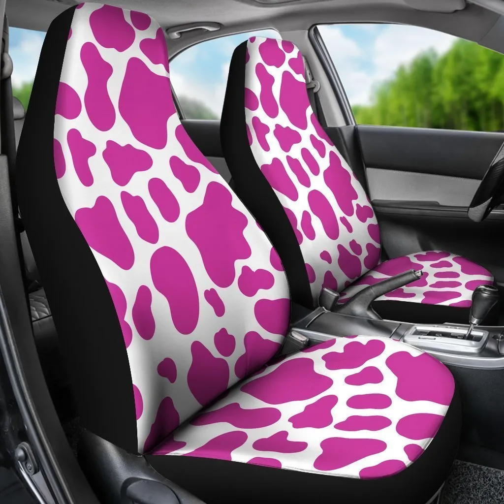 Hot Pink And White Cow Print Universal Fit Car Seat Covers