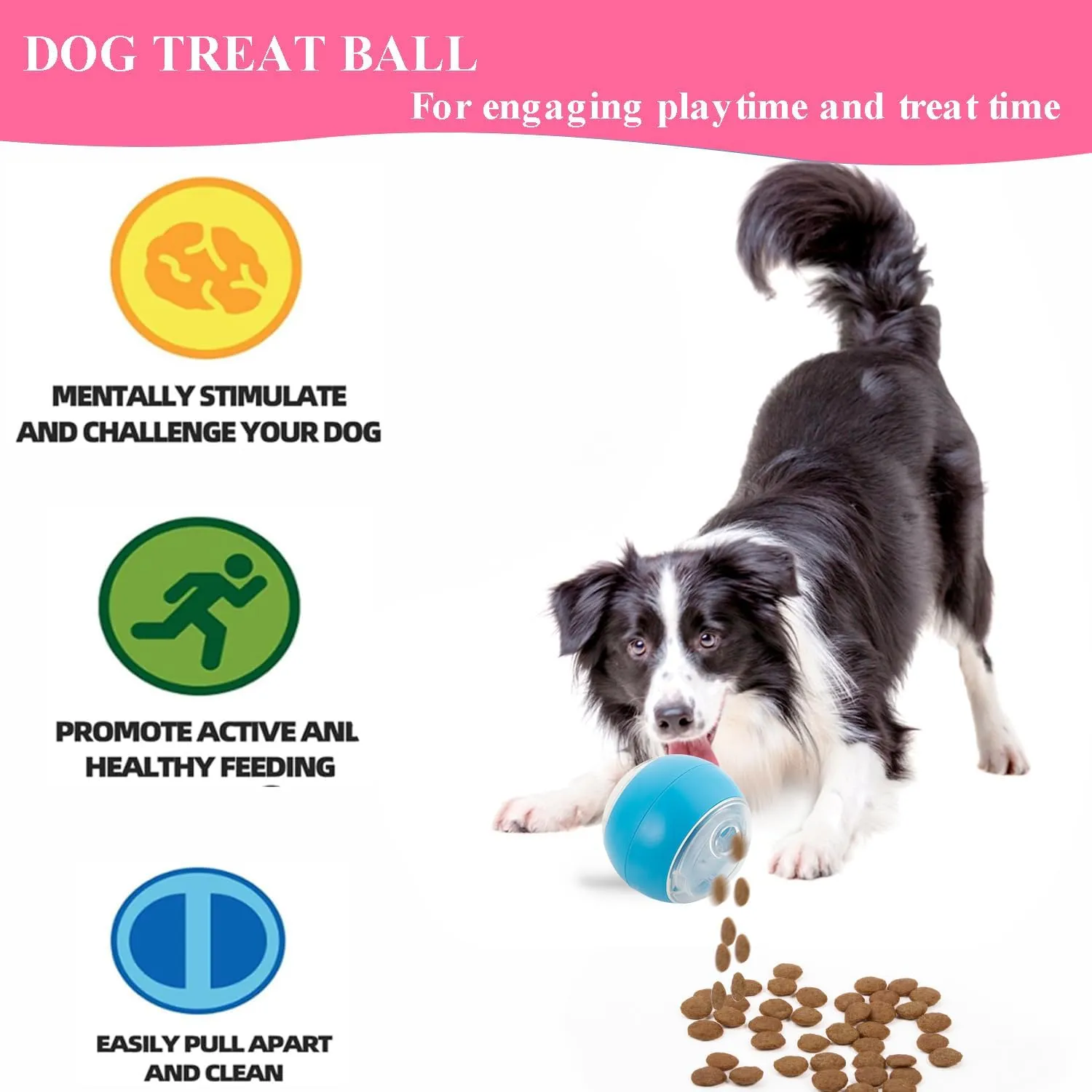 Interactive Dog Toy Ball - Automatic Rolling with Remote Control, Treat Dispenser, Durable Design for Small/Medium/Large Dogs & Cats (Blue)