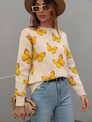 Jessie Casual Butterfly Embroidered Pullover Sweater