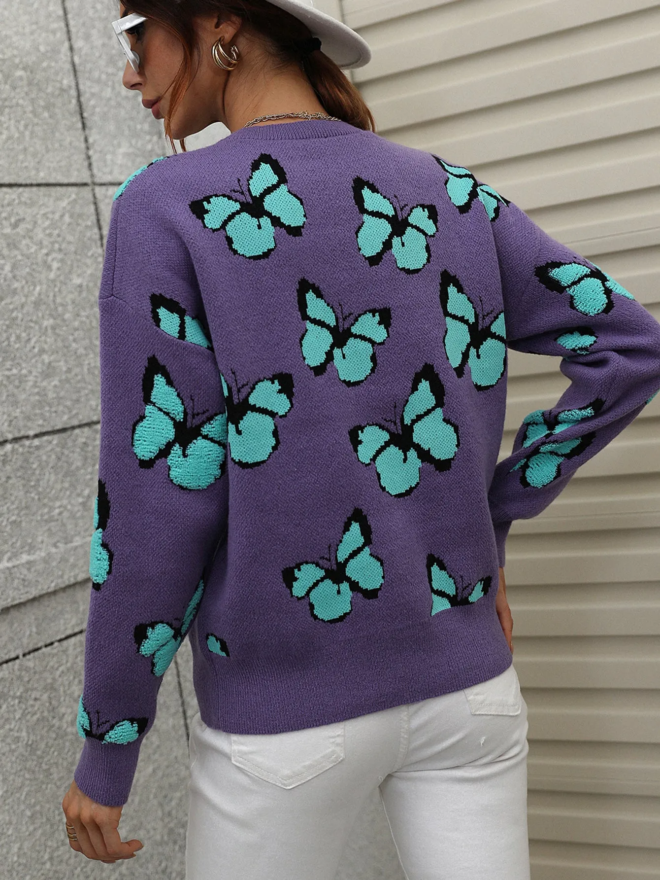 Jessie Casual Butterfly Embroidered Pullover Sweater