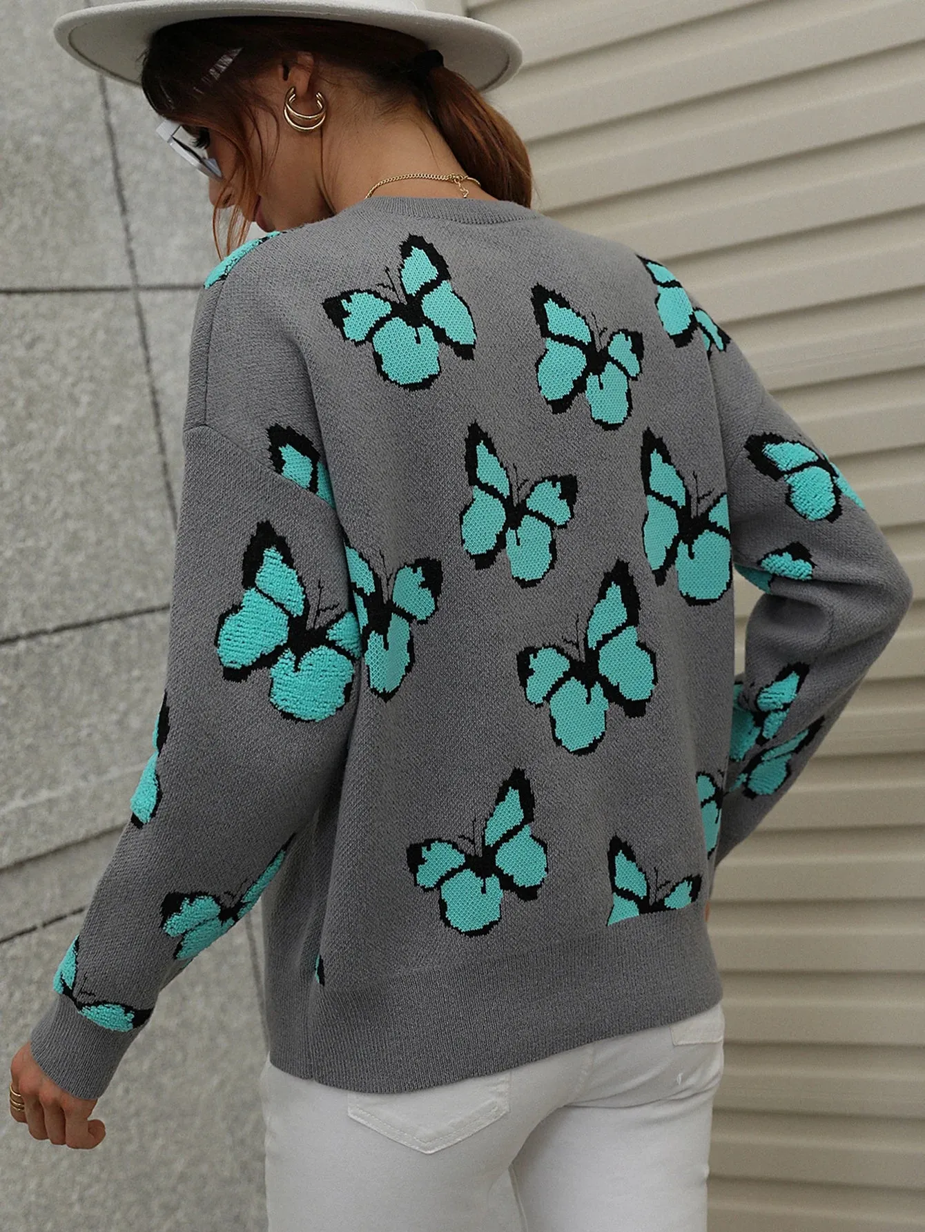 Jessie Casual Butterfly Embroidered Pullover Sweater