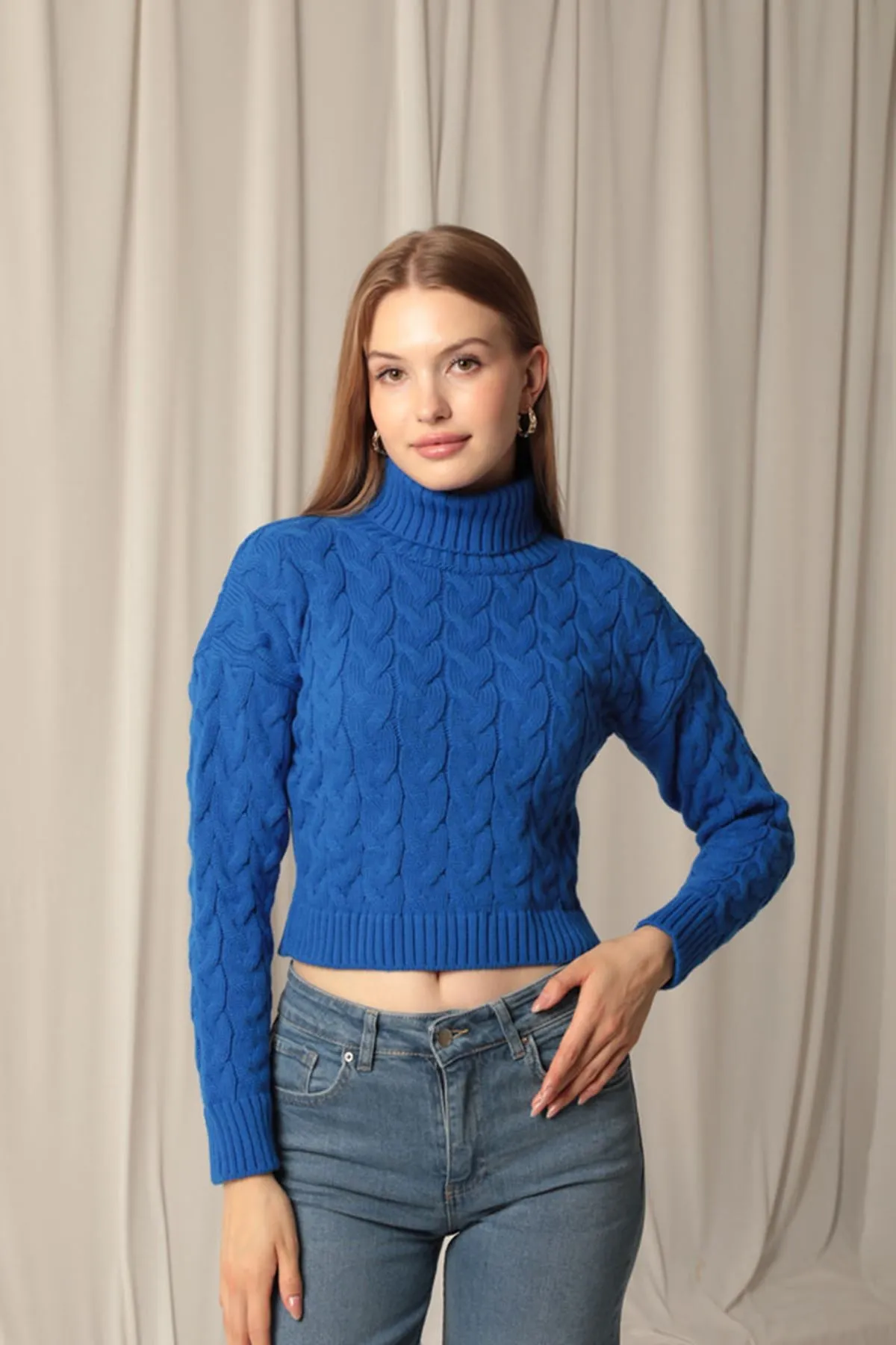 KKT Knitwear Fabric Knit Detailed Women's Sweater - Amberg