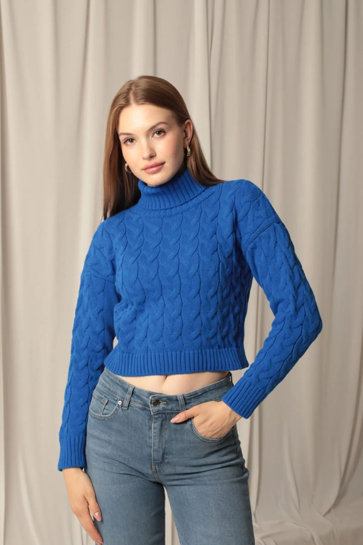 KKT Knitwear Fabric Knit Detailed Women's Sweater - Amberg