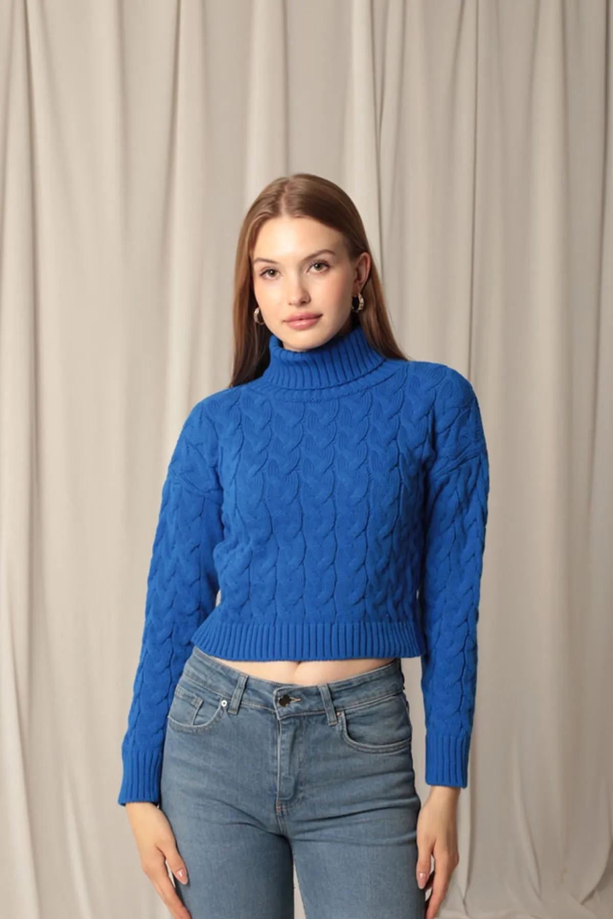 KKT Knitwear Fabric Knit Detailed Women's Sweater - Amberg