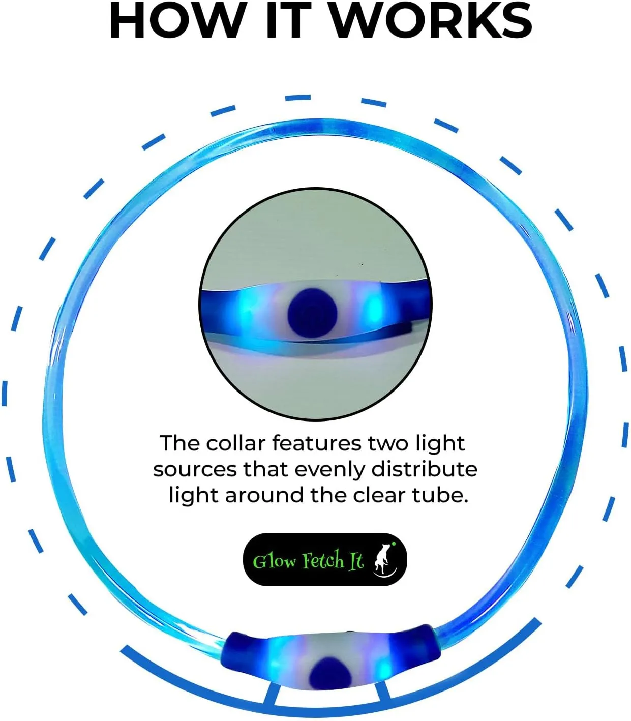 LED Dog Collar, Waterproof Light Up Dog Collar Rechargeable, Dog Safety Necklace for Night Walking, Adjustable Cut-to-Fit Silicone Collar Small Medium Large Dog 27.5 Cuttable (Blue)