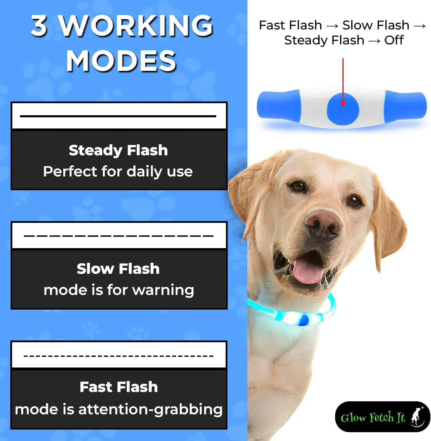 LED Dog Collar, Waterproof Light Up Dog Collar Rechargeable, Dog Safety Necklace for Night Walking, Adjustable Cut-to-Fit Silicone Collar Small Medium Large Dog 27.5 Cuttable (Blue)