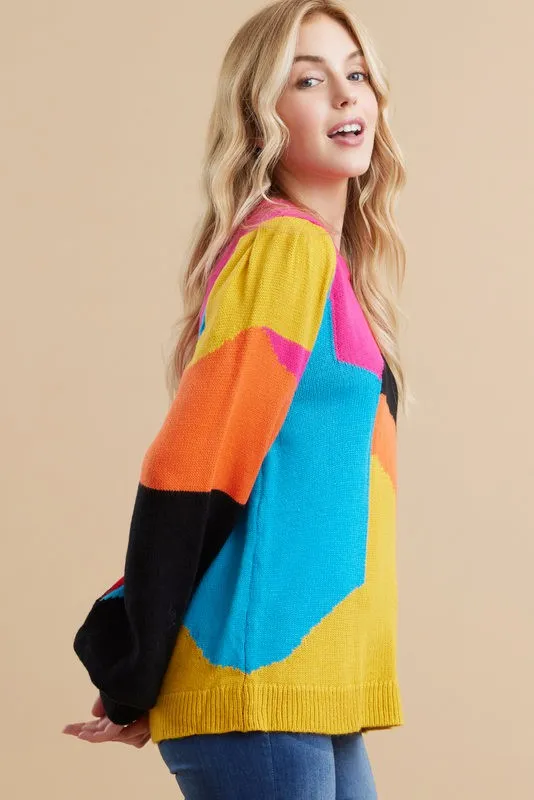 Maci Multicolor Print Knit Pullover