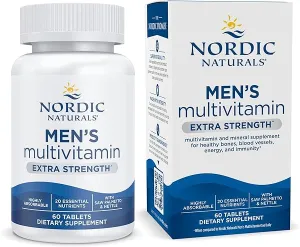 Men’s Multivitamin Extra Strength - Bone, Energy, & Blood-Vessel Support - Immunity Supplement - 20 Essential Nutrients - 60 Tablets - 30 Servings in Pakistan