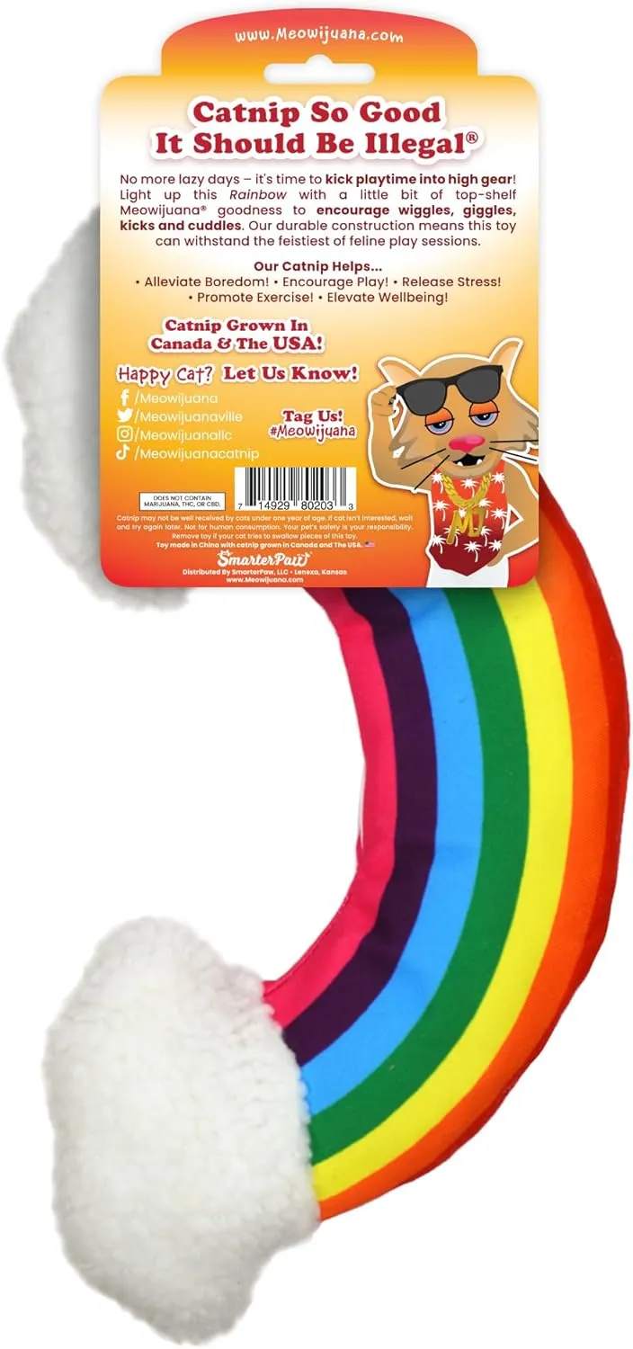 Meowijuana | Get Kickin' | Refillable Rainbow Kicker Cat Toy | Promotes Play and Cat Health | Includes Organic Catnip Grown in North America | Feline and Cat Lover Approved