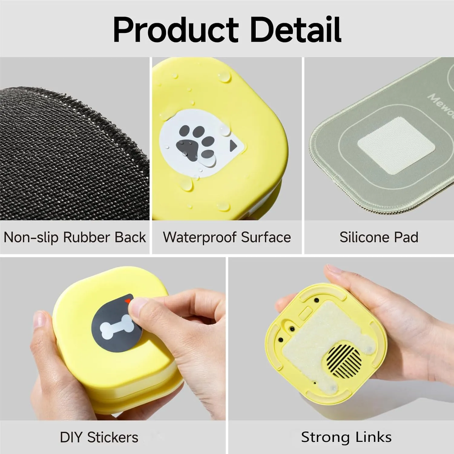 MEWOOFUN Dog Buttons for Communication Starter Pack Recordable Dog Talking Buttons Set Dog Training Speaking Buttons Dog Clicker with Mat & Stickers (2 Packs-Rubber Mat)