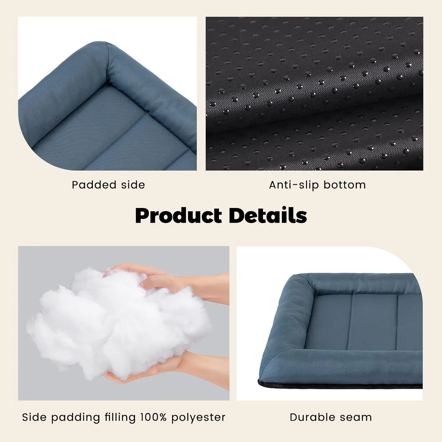 Miguel Oxford Outdoor Waterproof Dog Bed for Metal Dog Crates Water-Resistant All Weather Pet Mat Durable Easy Wipe Clean Travel Indoor Outdoor Puppy Cat Crate Bed 42inch, Blue