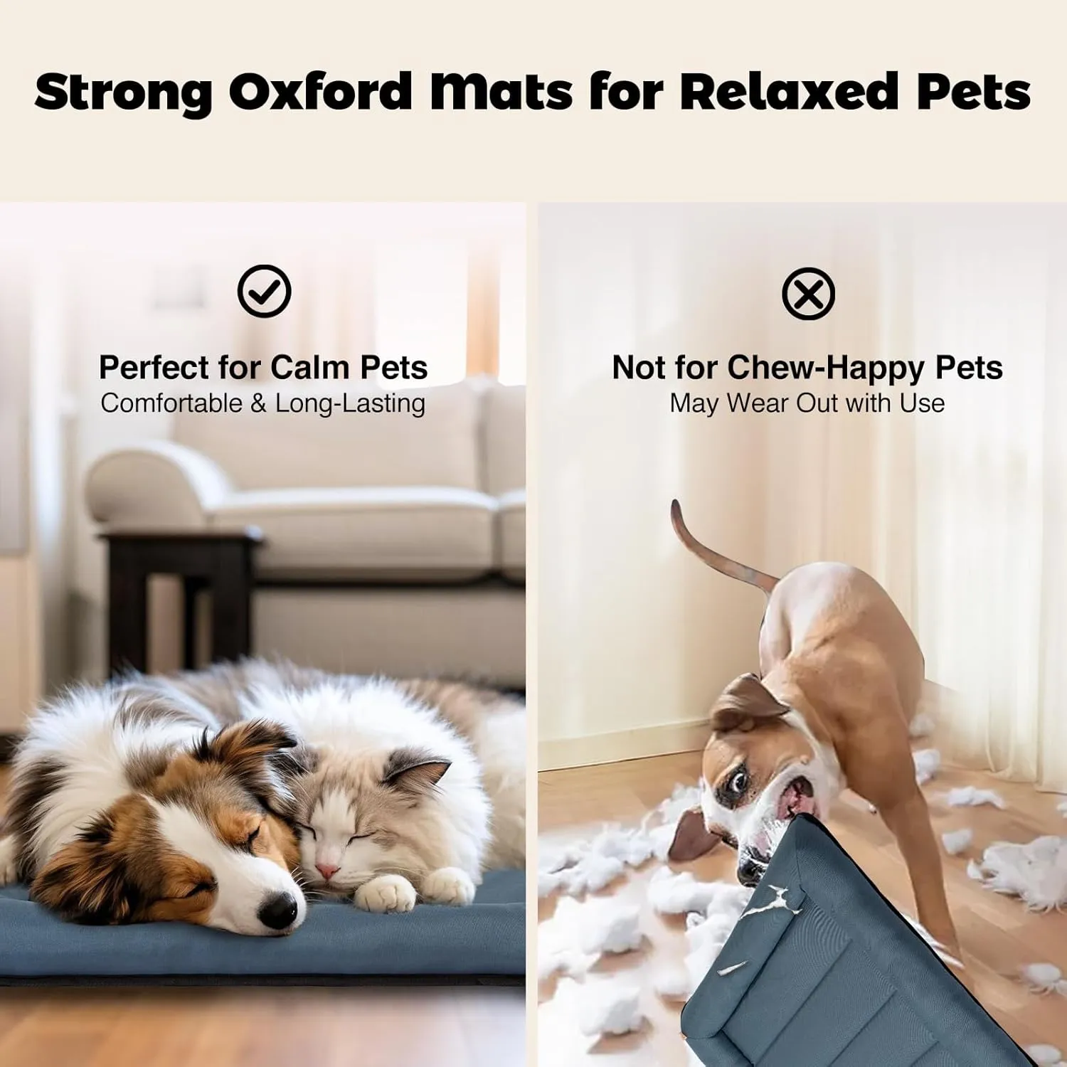 Miguel Oxford Outdoor Waterproof Dog Bed for Metal Dog Crates Water-Resistant All Weather Pet Mat Durable Easy Wipe Clean Travel Indoor Outdoor Puppy Cat Crate Bed 42inch, Blue