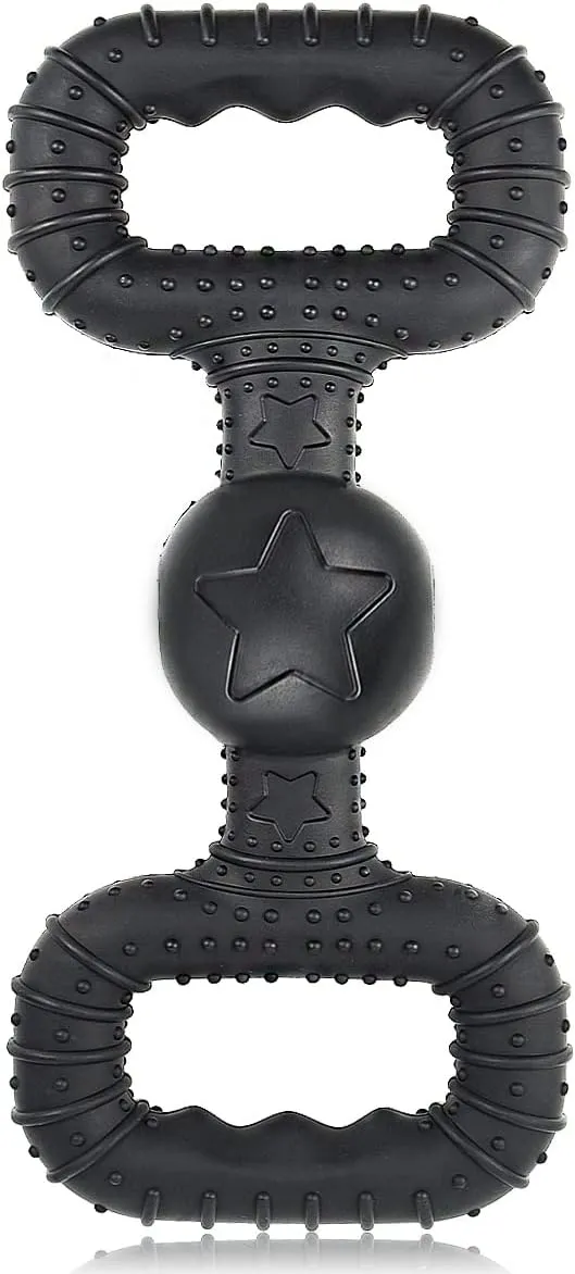 Natural Rubber Dog Toys for Large Aggressive Chewers - Lifetime Replacement - Tough Tug War Dog Toy for Large Dogs Tooth Clean, Black