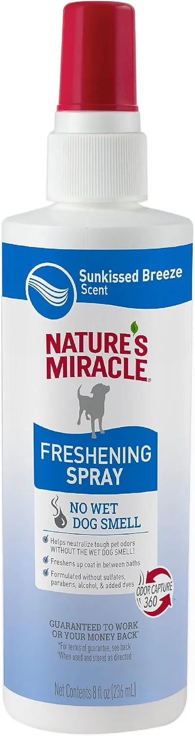 Nature's Miracle Freshening Spray For Dogs Freshens Dogs Coat Between Baths And Neutralizes Tough Odors With Sunkissed Breeze Scent, 8 Ounces