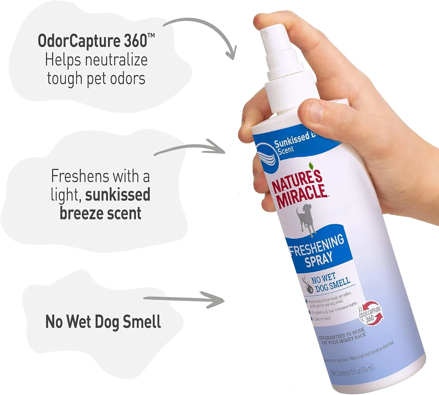 Nature's Miracle Freshening Spray For Dogs Freshens Dogs Coat Between Baths And Neutralizes Tough Odors With Sunkissed Breeze Scent, 8 Ounces