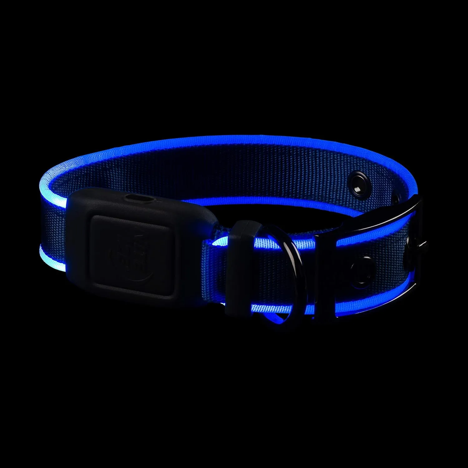 Nite Ize NiteDog Rechargeable LED Collar - Light Up Dog Collar with Durable Metal Buckle - Water-Resistant & Rechargeable Collar - Dog Supplies for Night Activities - Small, Blue