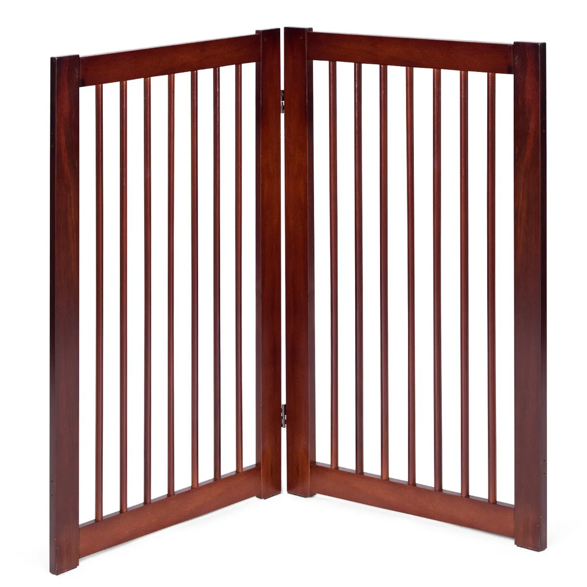 NNECW Wooden Folding Dog Gate with Non-Slip Foot Pads for Pets-2 panel