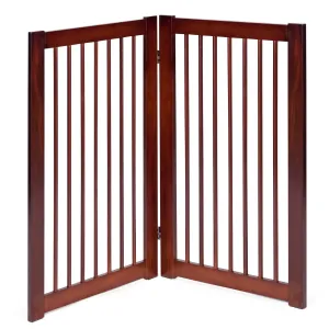 NNECW Wooden Folding Dog Gate with Non-Slip Foot Pads for Pets-2 panel