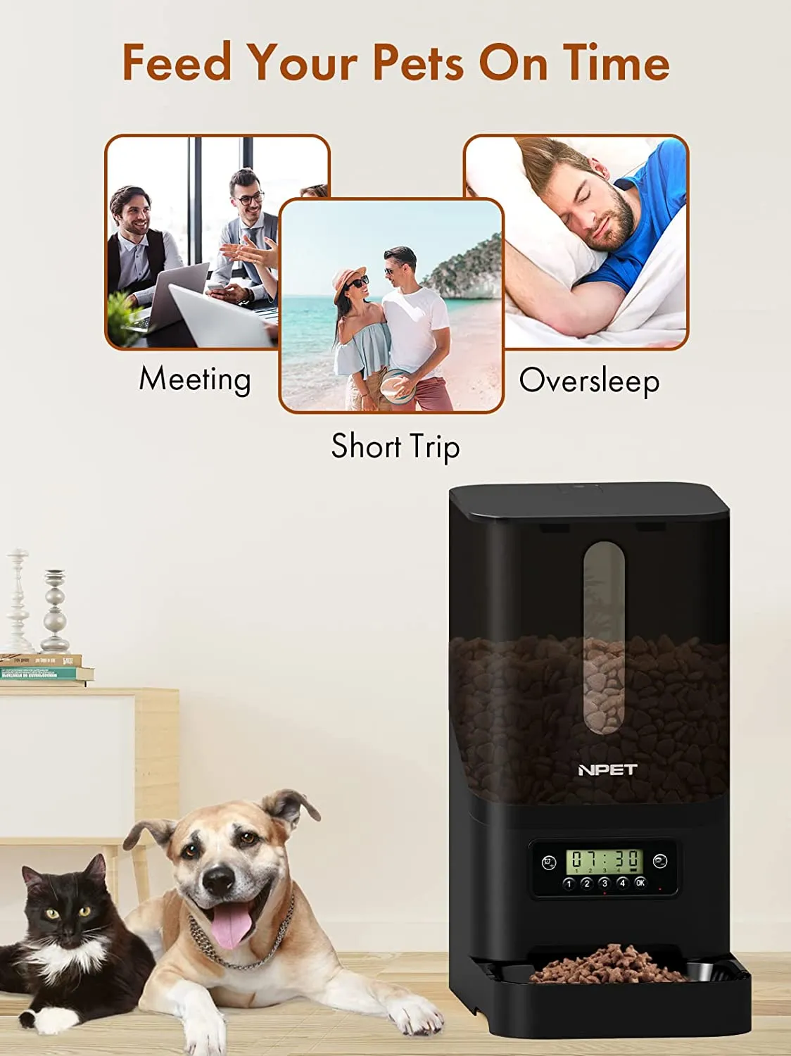 NPET 1.59 Gallon Automatic Pet Feeder Food Dispenser