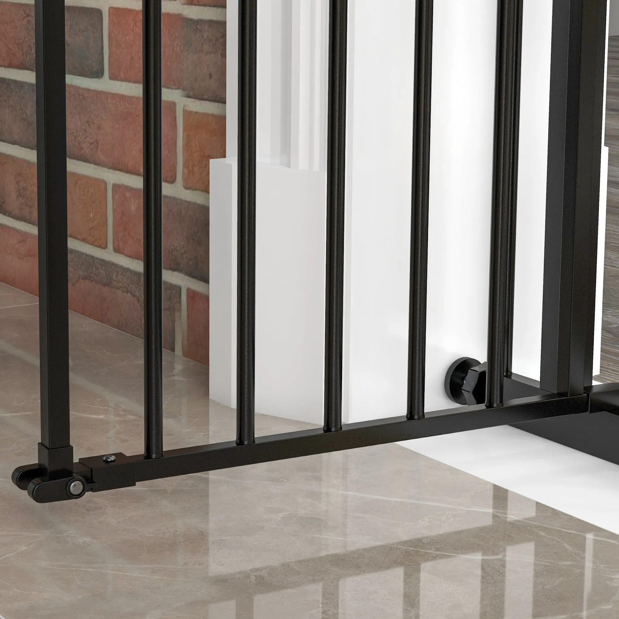 PawHut Adjustable Safety Gate w/ 1 Extensions and Four Adjustable Screws, Black