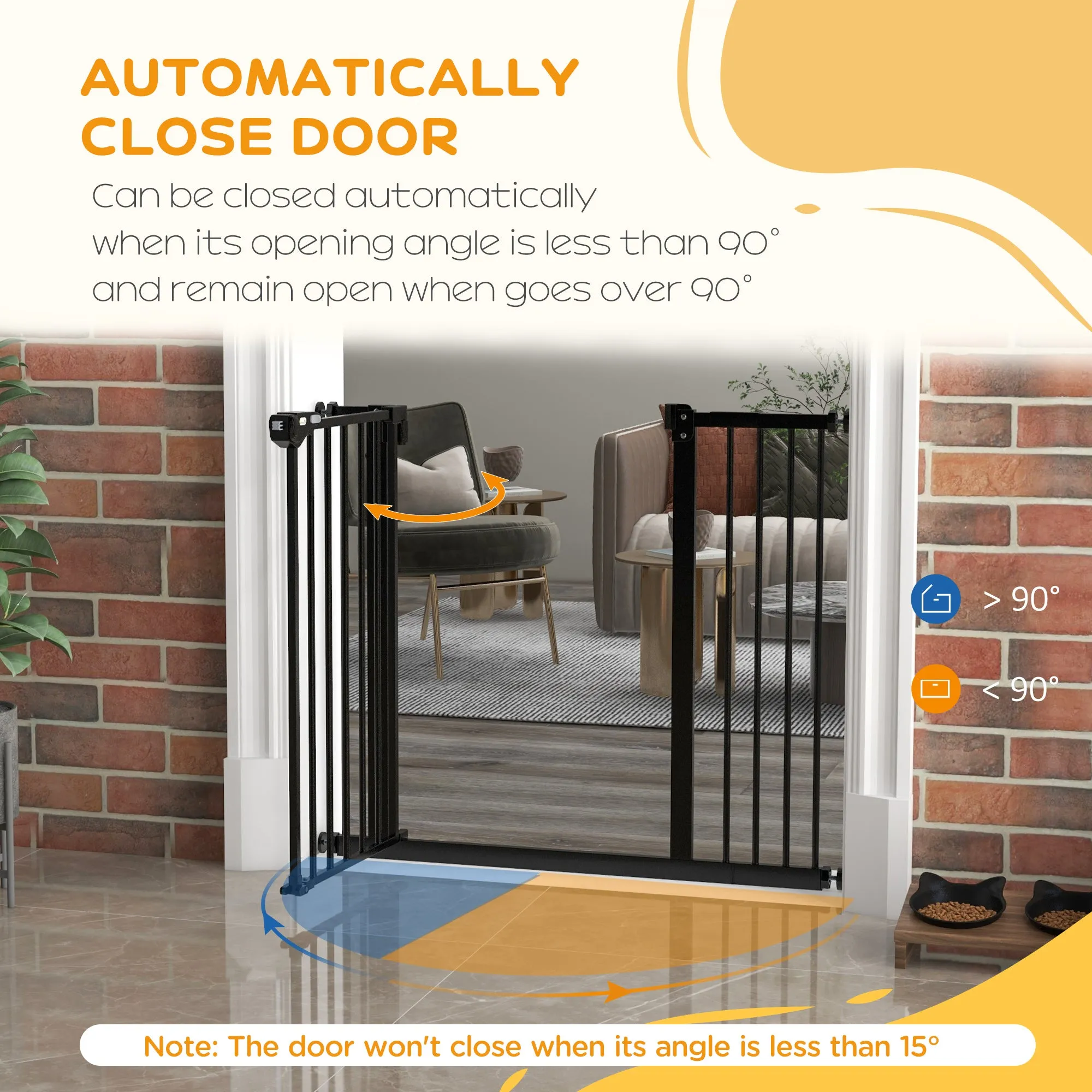 PawHut Adjustable Safety Gate w/ 1 Extensions and Four Adjustable Screws, Black