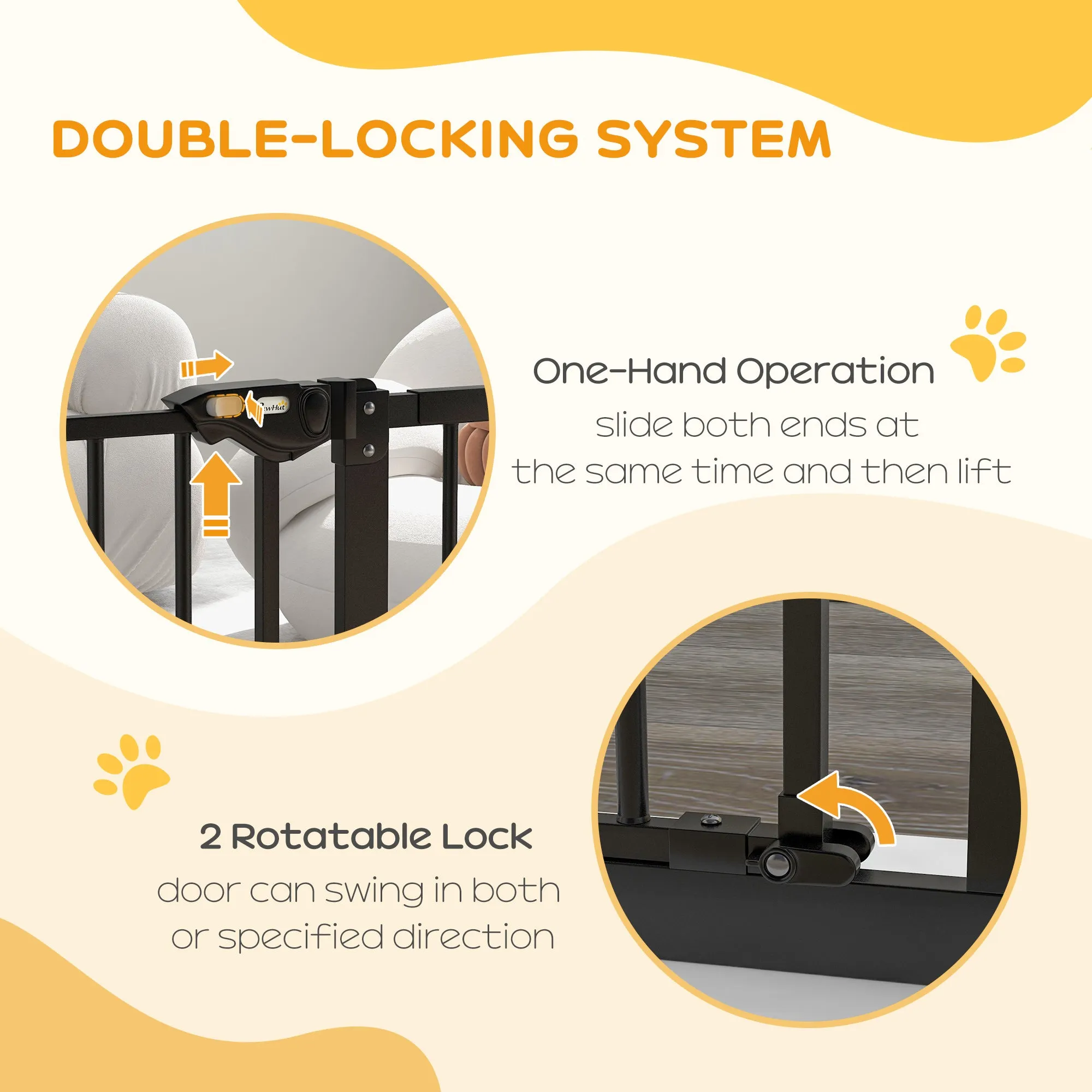 PawHut Adjustable Safety Gate w/ 1 Extensions and Four Adjustable Screws, Black