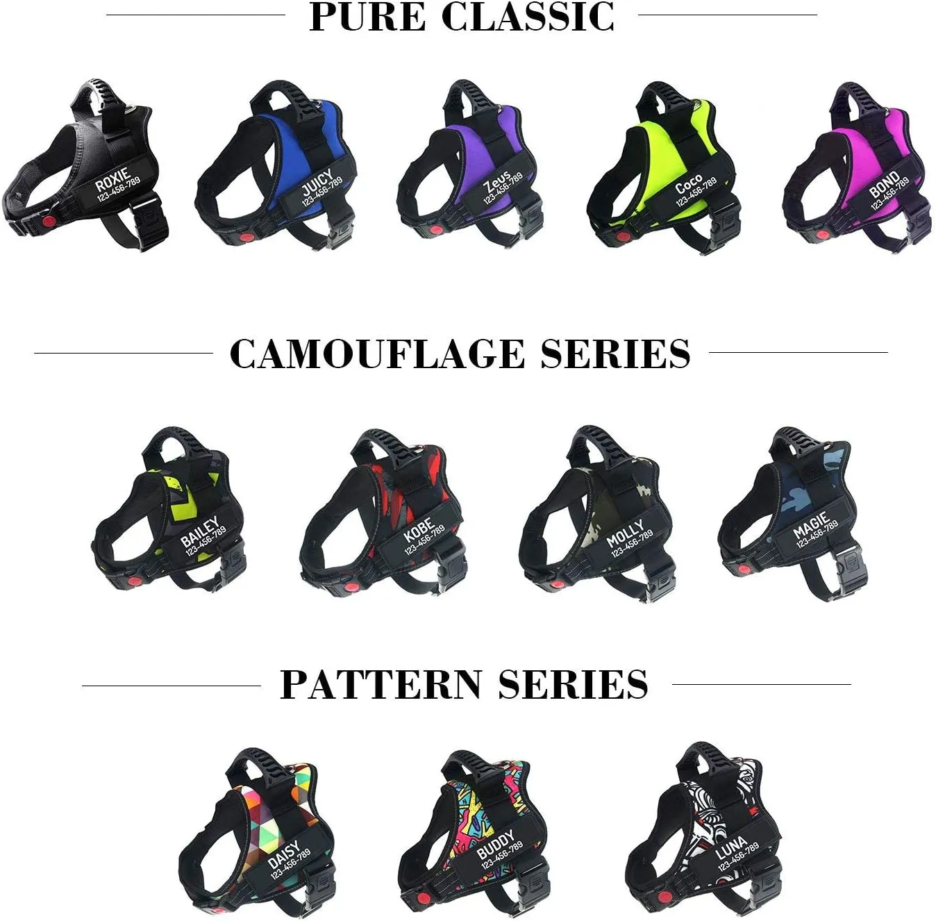 PawPawify Personalized No Pull Dog Harness with Custom Name and Phone Number,Heavy Duty Pet Vest to Prevent Tugging,Pulling,or Choking,Training and Walking,Pink,M Chest 24-31in