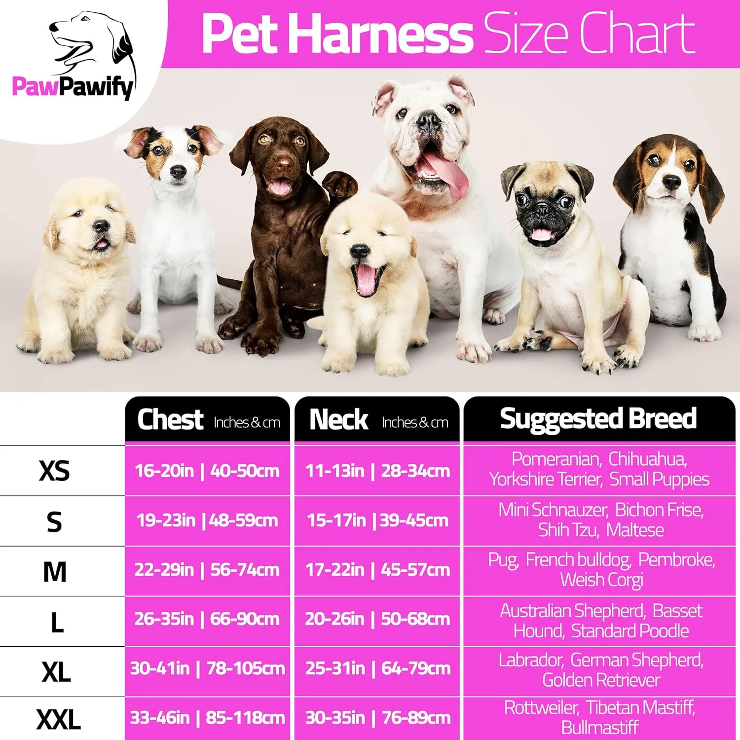 PawPawify Personalized No Pull Dog Harness with Custom Name and Phone Number,Heavy Duty Pet Vest to Prevent Tugging,Pulling,or Choking,Training and Walking,Pink,M Chest 24-31in