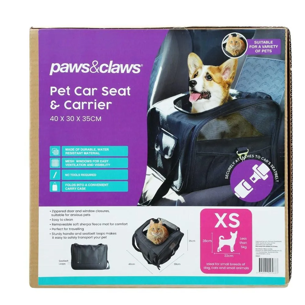 Paws & Claws FOLDABLE PET CAR SEAT CARRIER DUAL ENTRY