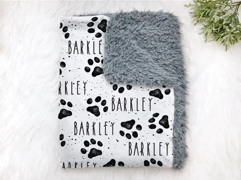Personalized dog Paw Print Pet Blanket